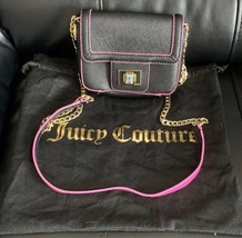 Juicy Couture Mini Black/Pink Leather Crossbody Bag Gold Tone Chain W Dust Bag - £29.19 GBP