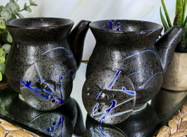 Pack of 2 Speckled Black Blue Japanese Tenmoku Porcelain Soy Sauce Dispensers - £37.74 GBP