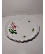 Vintage Christine Holm Ceramic Fluted Quiche Pie Dish Rose Pattern Plate... - $16.82