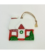 Vintage Hallmark 1987 Porcelain House Christmas Tree Ornament 2&quot; x 2 1/4&quot; - $13.30