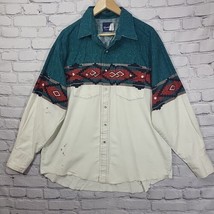 Vintage Wrangler Western Shirt Mens XL Pearl Snap Aztec Print AS IS Spot... - $19.79