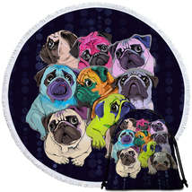 Adorable Pugs Round Beach Towel - $14.90+