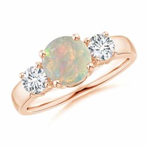 Authenticity Guarantee 
Classic Opal and Diamond Three Stone Engagement Ring ... - £1,967.13 GBP