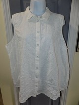 G.H. BASS &amp; CO. White Wash Eyelet Sleeveless Shirt Size 2XL Women&#39;s NEW - £22.86 GBP