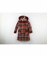 Vintage 60s 70s Girls Size 7 Distressed Wool Quilted Hooded Peacoat Jack... - $69.25