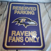 NFL Baltimore Ravens Home Bar Decor Parking Sign FANS ONLY 12&quot; x 18&quot; Pla... - £12.45 GBP