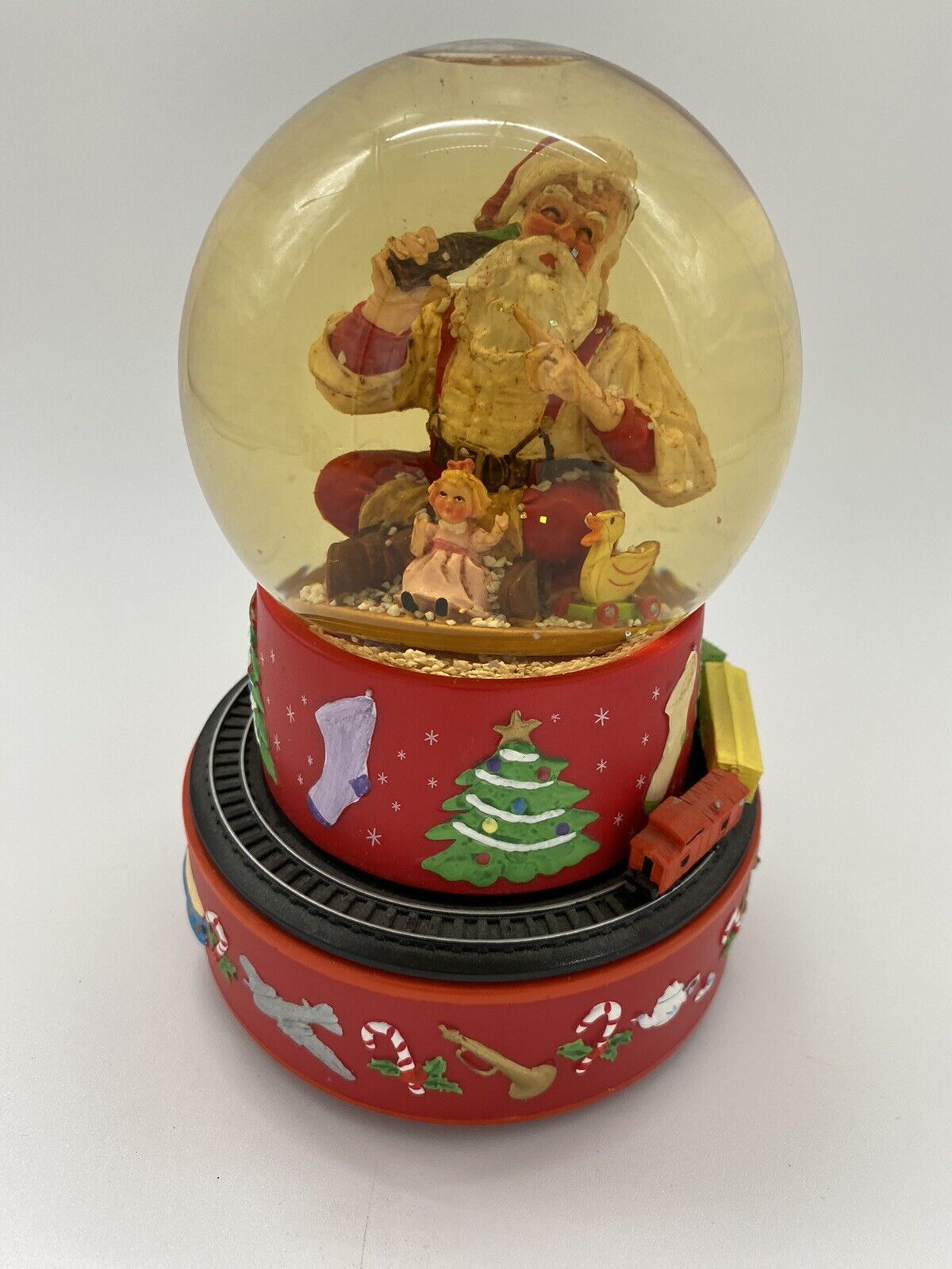 Primary image for Hallmark Coca-Cola Santa Musical Train Christmas Snow Globe 2001 WORKS NO BOX
