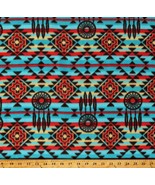 Fleece Southwestern Dreamcatchers Diamonds Turquoise Fabric Print BTY A3... - $206.76 MXN