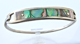 Taxco 925 Sterling Silver Abalone Shell Inlay Cuff Bracelet - £53.80 GBP
