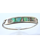 TAXCO 925 STERLING SILVER ABALONE SHELL INLAY CUFF BRACELET - $91.44 CAD