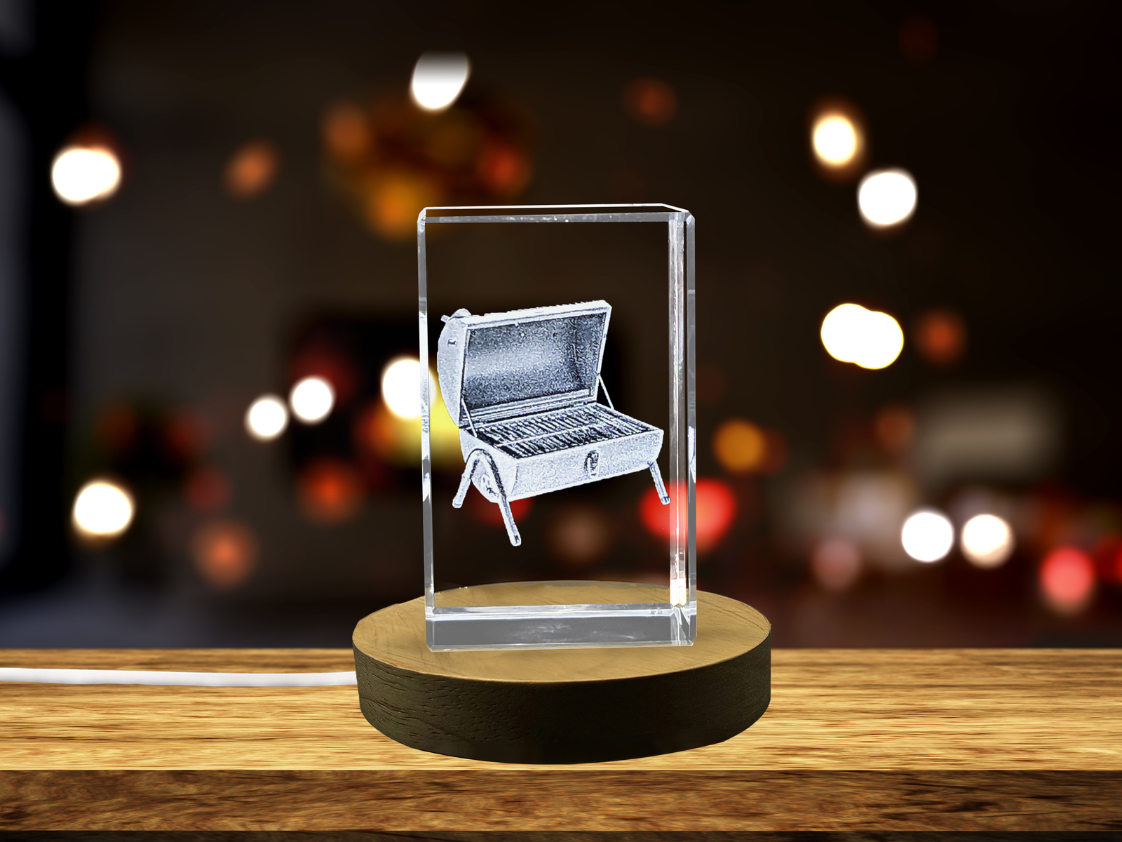LED Base included | Portable Camping BBQ with Beautiful Crystal Engraving