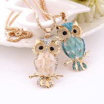 NEW Fashion Women Necklace Charm Crystal Owl Choker Cute Pendant - £10.21 GBP+