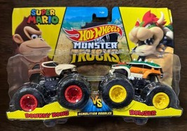 Hot Wheels Monster Trucks Donkey Kong Bowser Super Mario Demolition Doub... - $19.99