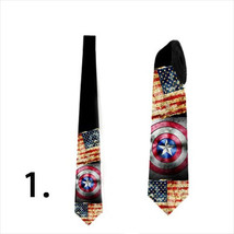 Men necktie with Captain America and Superman tie with customized print - £20.45 GBP