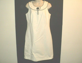 NEW Carole Little Dress Size 4 Straight Sleeveless White Cotton Black Trim - £15.54 GBP