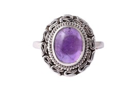 925 Sterling Silver Hallmark Amethyst Gemstone Handmade Ring Women Gift - £22.50 GBP