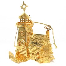 2008 Holiday Lighthouse Danbury Mint Christmas Ornament 23k Gold Plated - £71.28 GBP