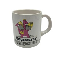 Vintage Cliff Galbraith White Mug ShopaSaurus Pink Dinosaur 1986 - £11.74 GBP