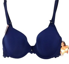 SO Juniors Lightly Lined Bra With Lace Navy Blue Convertible Adjustable Straps - £13.62 GBP