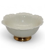 Lenox Ivory Porcelain Scalloped Bowl With Gold Pedestal Base 2&quot; Height V... - $255.66 MXN