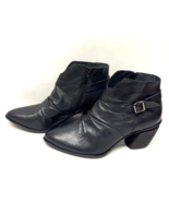 MIZ MOOZ BUTTER LEATHER  BOOTIE SIDE ZIP BUCKLE  BLACK  37EU / 7US NEW #... - $59.95