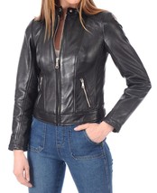 Women Leather Jacket Slim fit Biker Motorcycle Genuine Lambskin Jacket WJ054 - £93.92 GBP