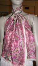 Paisley Vera Neumann Scarf Sash 70 Inch Pink Mauve Beige - £27.77 GBP