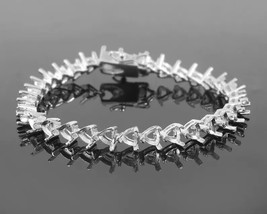 Solid Silver 6 mm Trillion Semi Mount Bracelet Blanks Trillion Bracelet ... - $62.87