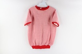 Vtg 70s Womens XL Faded Blank Triblend Short Sleeve Sweatshirt Heather Red USA - £74.00 GBP