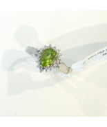 Solid 925 Sterling Silver Ring Genuine Peridot with Cubic Zirconia Accents - £13.45 GBP