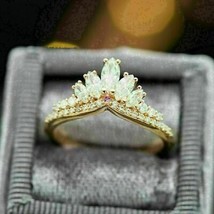 Bague de mariage couronne de diamants taille marquise 2 carats 14 carats en... - £74.56 GBP