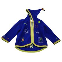 Hanna Andersson Fleece Hooded Jacket Blue Teddy Bear Embroidery Size 90 ... - €16,87 EUR