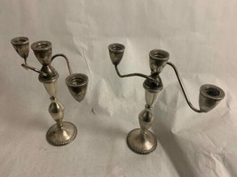 Pair Silverplate Vintage candelabra 3 place candle holders by Duchin Cre... - £228.95 GBP