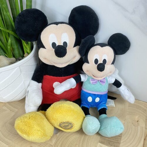 Primary image for Lot of 2 Disney Mickey Mouse Plush Dolls Stuffed Animals + Bowtie Pastel Easter