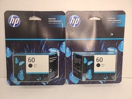 Lot Of 2 HP 60 Black Ink Cartridges Deskjet Apr. 2024 New Sealed - £22.15 GBP