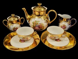 Italian Richard Ginori 7 Piece Gold Ware Tea Coffee Set for 2 RARE - £276.97 GBP