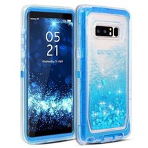 For Samsung S9 Plus Transparent Heavy Duty Glitter Quicksand Case w/ Clip BLUE - £5.43 GBP