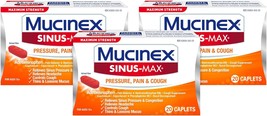 Mucinex Sinus-Max Maximum Strength for Pressure, Pain &amp; Cough 20 ea ( Pack of 3) - £75.13 GBP
