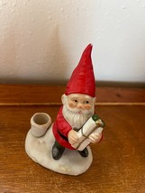 Vintage Small Dwarf or Gnome SANTA CLAUS Small Ceramic Christmas Holiday Candle  - £9.06 GBP