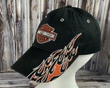 Harley-Davidson Black &amp; Orange Flames Strap Back Trucker Hat - OSFM - $24.18