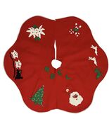 Vtg Felt Christmas Tree Skirt Handmade Embellished 36” Diameter Santa Tr... - $1,727.86 MXN