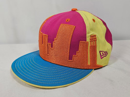 New Era Upper Playground Pink Yellow Blue Orange Retro Hat Cap Fitted Size 7-3/8 - £19.94 GBP