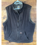 Carhartt V33 DKB Brown Duck Canvas Sherpa Fleece Lined Vest Jacket XLT Tall - $1,040.97 MXN