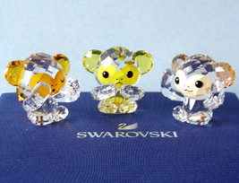 Swarovski Crystal Three Wise Monkeys #5428005 3 Color See Speak Hear No Evil New - £208.83 GBP