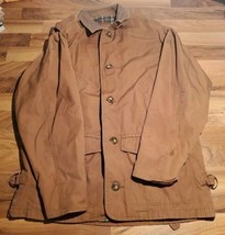 Fieldmaster Chore Coat Brown Button up Leather Collar Men&#39;s Medium 100% ... - £41.83 GBP