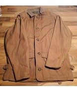 Fieldmaster Chore Coat Brown Button up Leather Collar Men&#39;s Medium 100% ... - £41.88 GBP