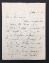 1924 Horace Swetland Condolence Letter to His Daughter Velma Handwritten... - $15.00