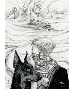 The Passing Storm - Original Art, Pen Drawing, Woman and Dog - £39.15 GBP