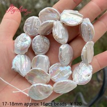Natural Freshwater Pearl Coin Beads Loose Natural Stone Beads For Jewelry Making - £72.05 GBP