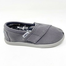 Toms Classics Ash Tiny Toddler Slip On Casual Canvas Flat Shoes - £19.71 GBP